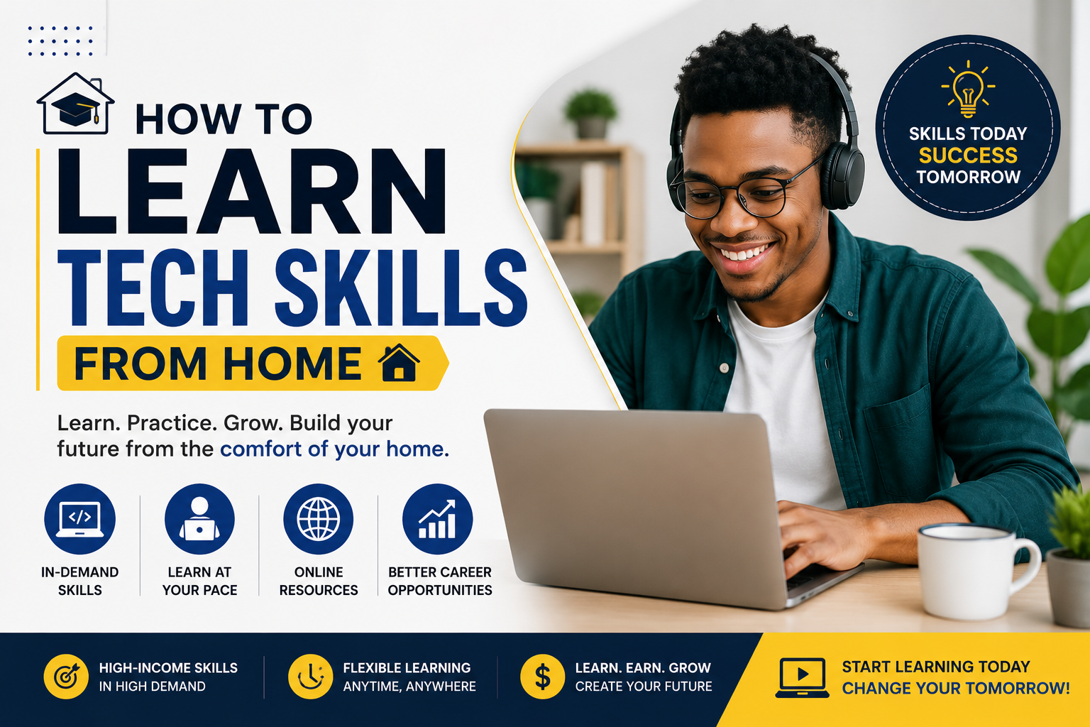 how to learn tech skills from home