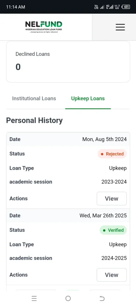 nelfund application
rejected